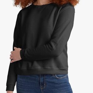 Black Hanes Crewneck Fleece Pullover Sweatshirt - Size M